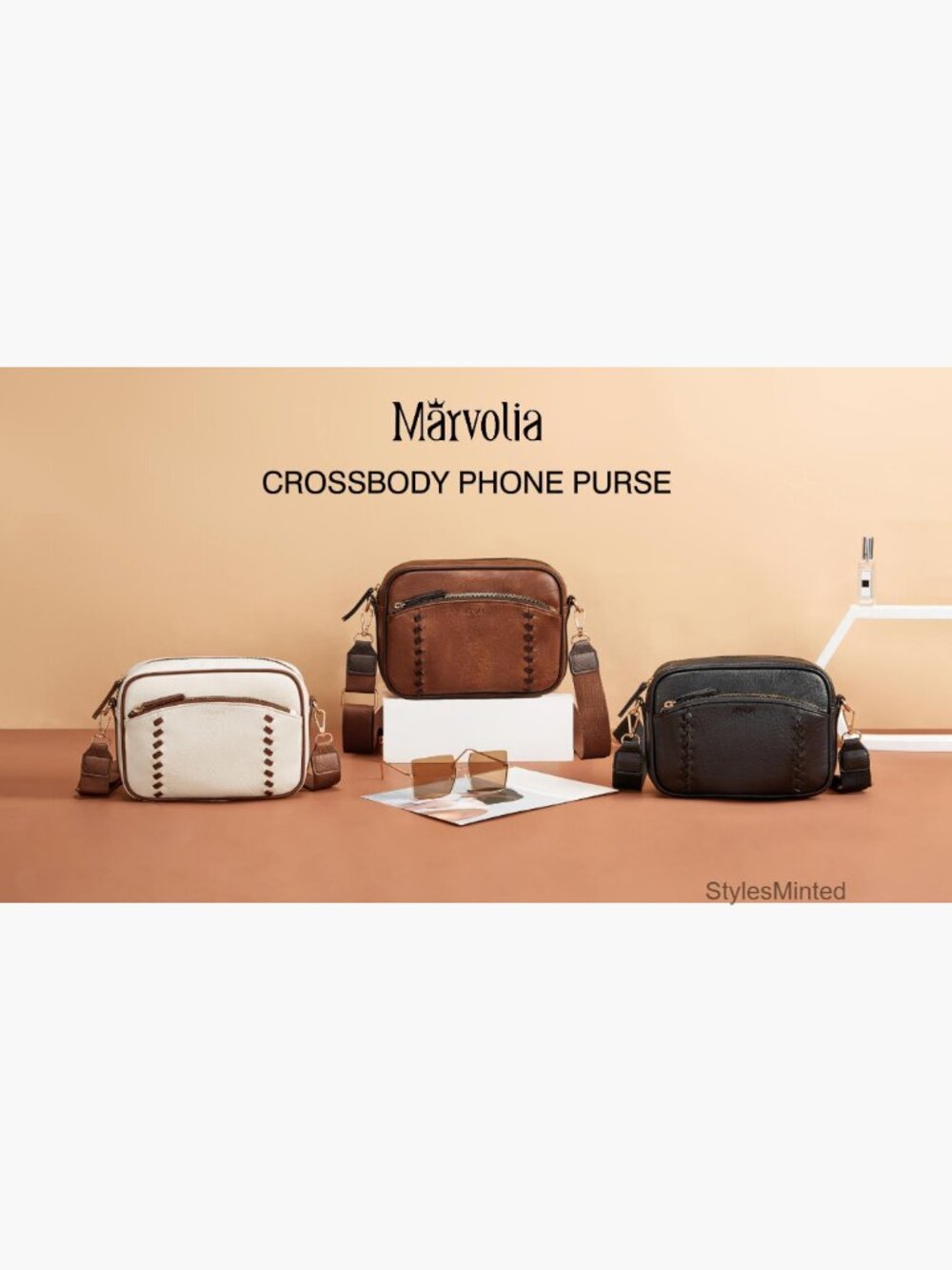 Vegan Leather Crossbody Bag with Wallet Pockets Travel Purse - Picture 7 of 7